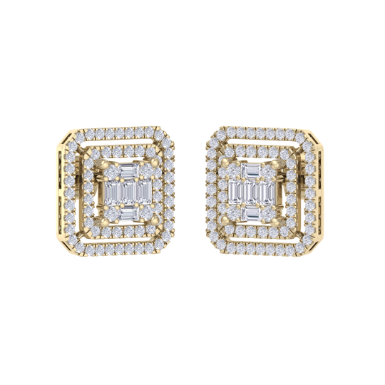 Square earrings in white gold with baguette white diamonds of 0.78 ct in weight