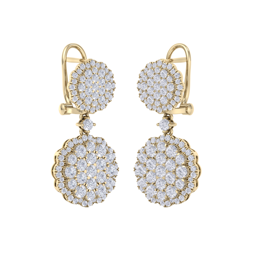 Drop earrings in rose gold with white diamonds of 2.52 ct in weight