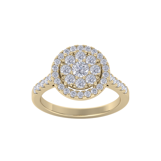 Round cluster ring in rose gold with white diamonds of 1.02 ct in weight