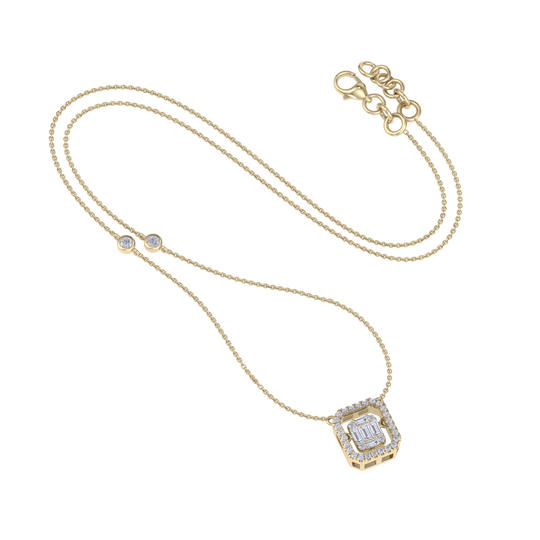 Square necklace in rose gold with white diamonds of 0.59 ct in weight