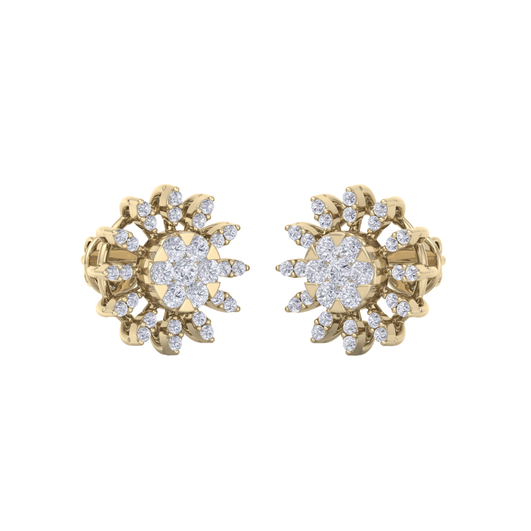 Stud earrings in white gold with white diamonds of 0.89 ct in weight
