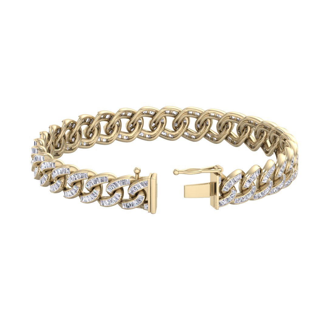 Tapper diamond curb chain link bracelet in rose gold with white diamonds of 2.70 ct in weight