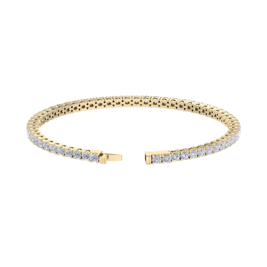 Elegant tennis bracelet with miracle plates in yellow with white diamonds of 5.00 ct in weight