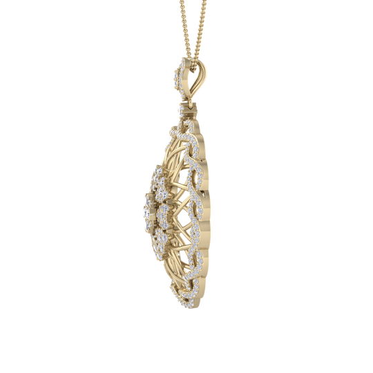 Round Pendant in yellow gold with white diamonds of 1.97 ct in weight