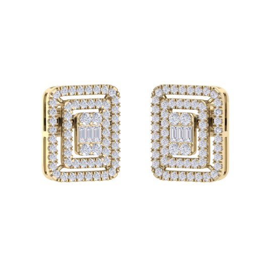 Square stud earrings in rose gold with white diamonds of 1.83 ct in weight