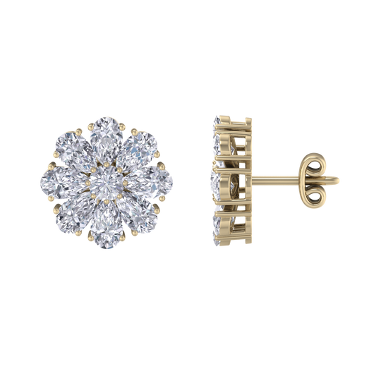 Flower stud earrings in rose gold with white diamonds of 6.18 ct in weight 