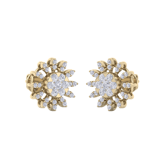 Stud earrings in yellow gold with white diamonds of 0.89 ct in weight