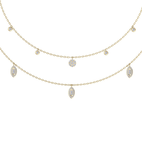 Multi-strand  necklace in white gold with white diamonds of 0.65 ct in weight 