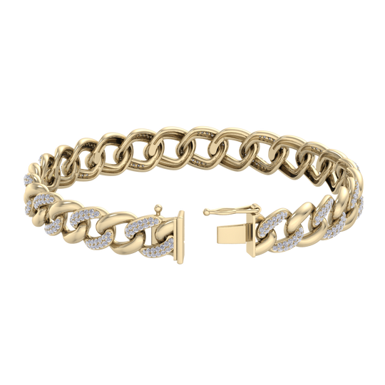 Diamond curb chain link bracelet in white gold with white diamonds of 1.82 ct in weight
