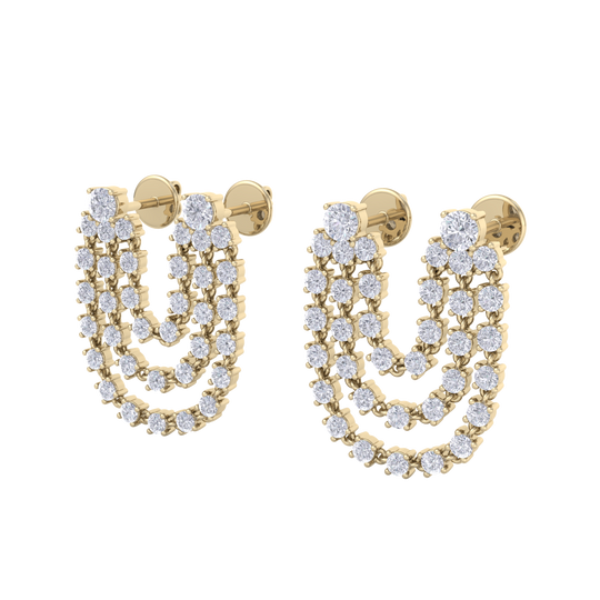 Duo diamond earrings in yellow gold with white diamonds of 2.44 ct in weight
