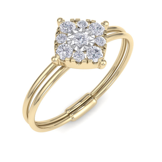 Beautiful Ring in yellow gold with white diamonds of 0.26 ct in weight