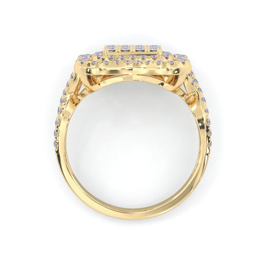 Fashion ring in yellow gold with white diamonds of 0.67 ct in weight