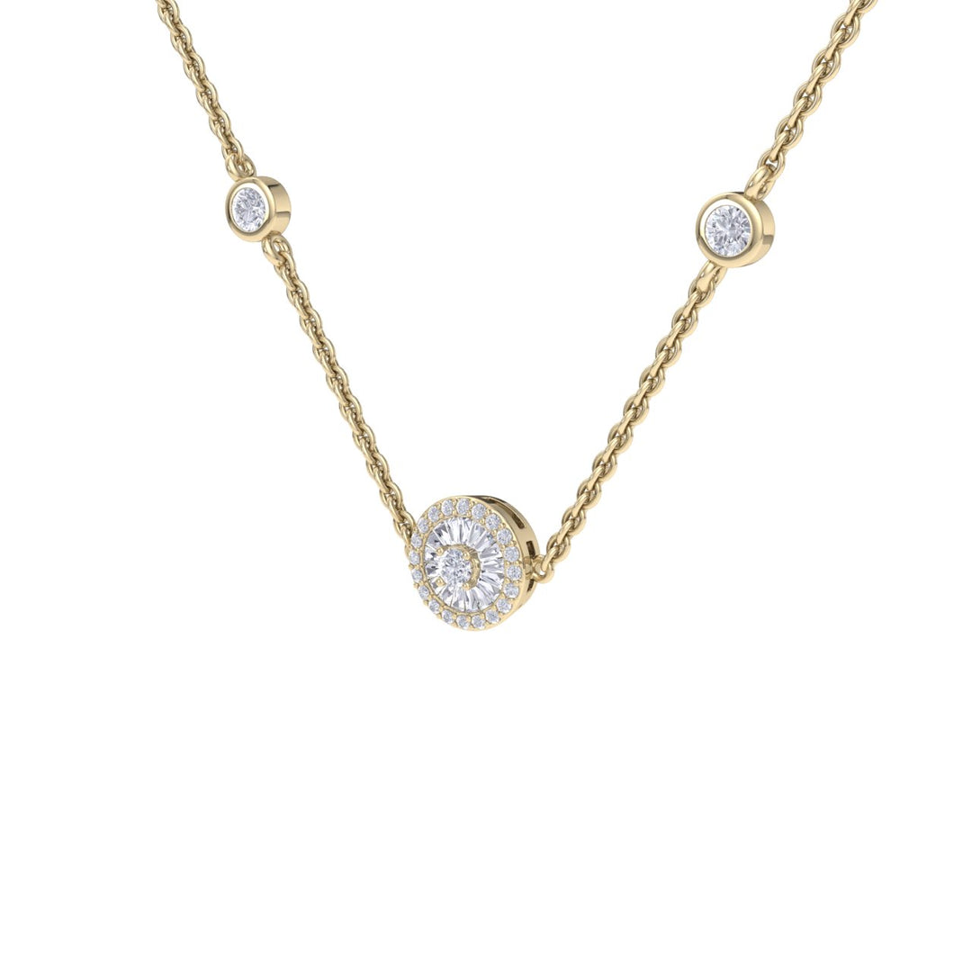 Beautiful Necklace in yellow gold with white diamonds of 0.37 ct in weight