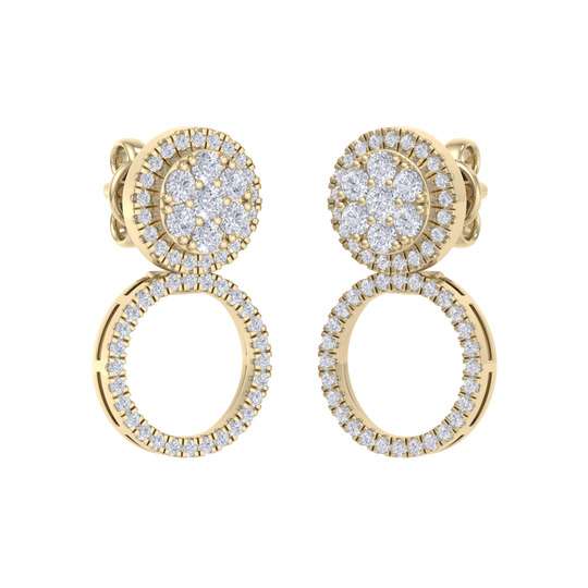 3 in 1 earrings in white gold with white diamonds of 0.79 ct in weight