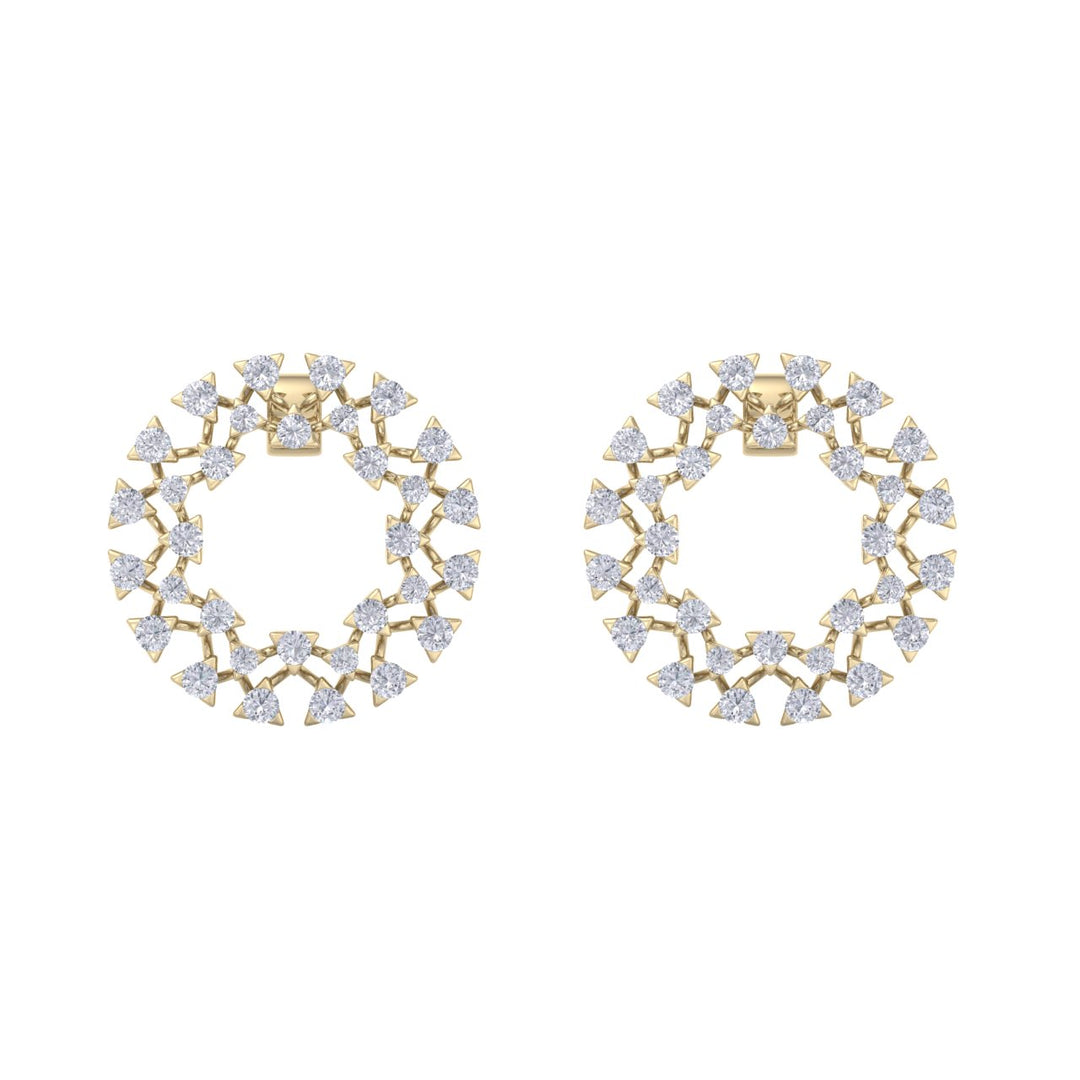 Circle stud earrings in rose gold with white diamonds of 2.77 ct in weight