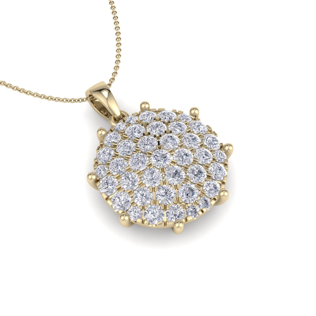 Round pendant necklace in white gold with eight-prongs with white diamonds of 1.14 ct in weight - HER DIAMONDS®