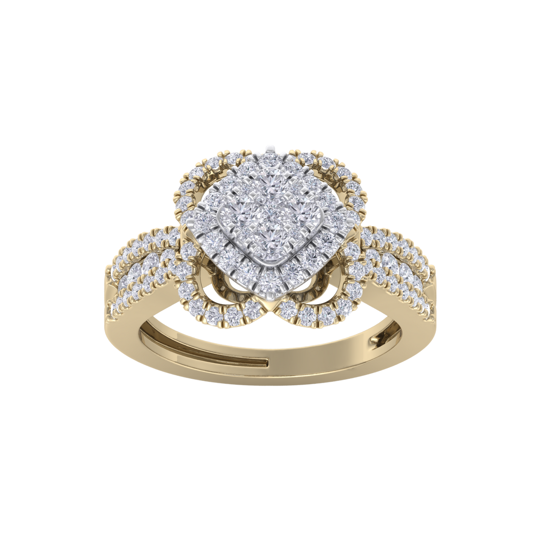 Diamond ring in yellow gold with white diamonds of 0.97 ct in weight