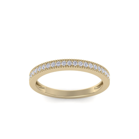 Pavé half eternity band in yellow gold with white diamonds of 0.16 ct in weight