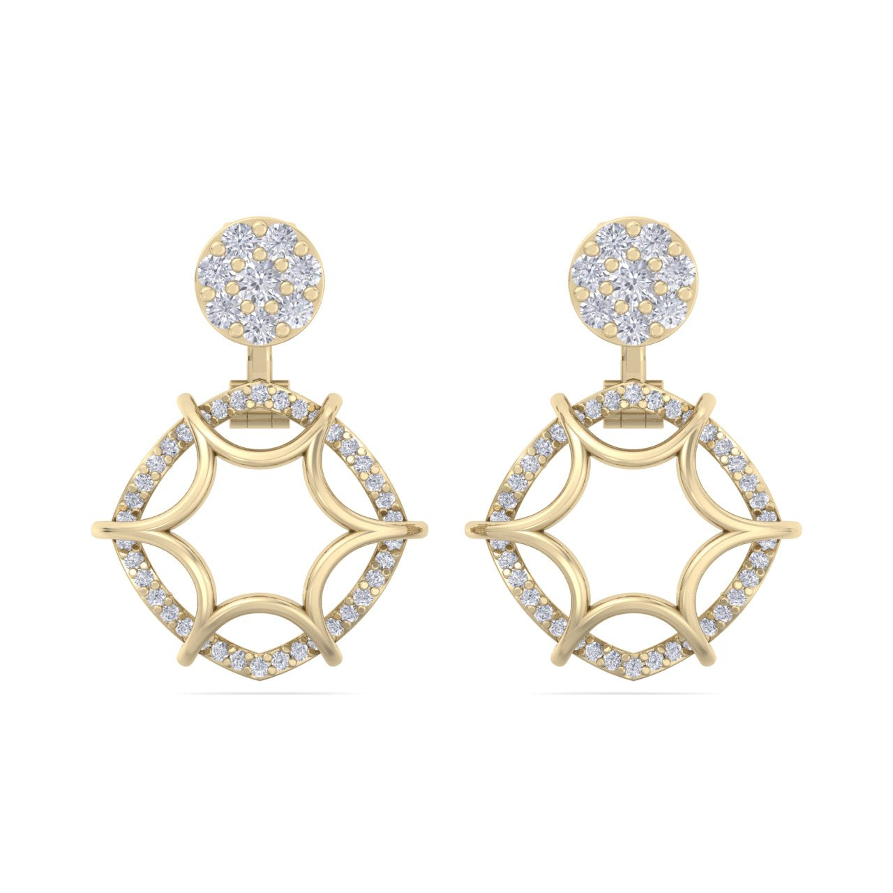 Elegant earrings in yellow gold with white diamonds of 0.68 ct in weight - HER DIAMONDS®
