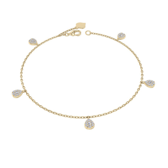 Charm bracelet in yellow gold with white diamonds of 0.32 ct in weight