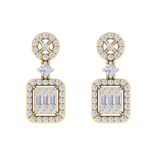 Square drop earrings in white gold with white diamonds of 0.61 ct in weight - HER DIAMONDS®