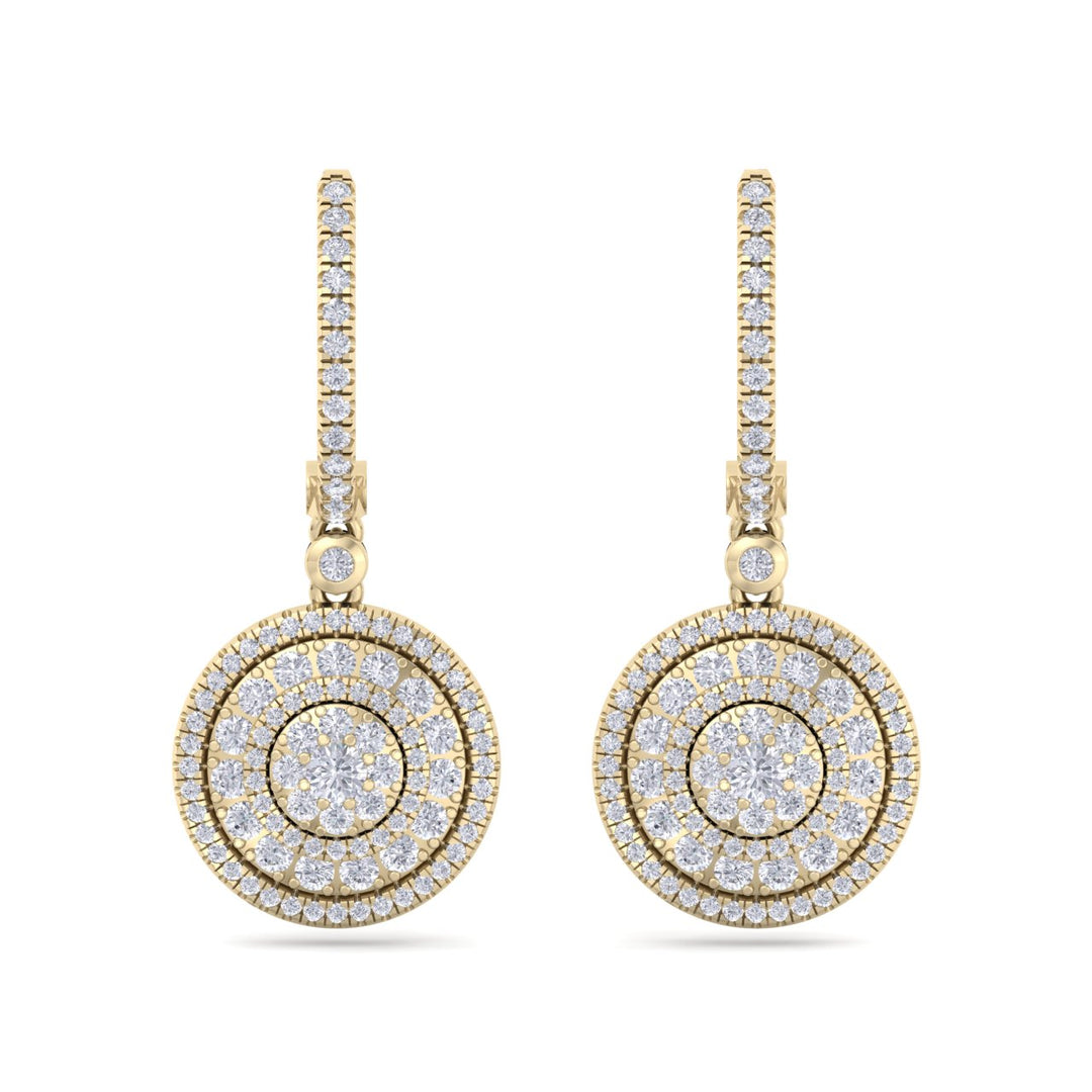 Round drop earrings in white gold with white diamonds of 1.45 ct in weight - HER DIAMONDS®