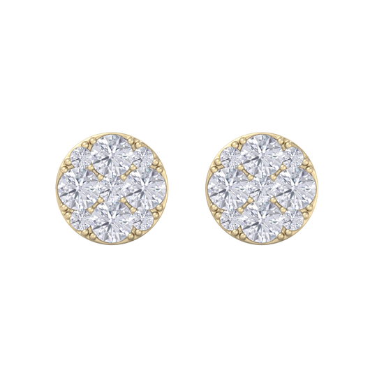Round stud earrings in rose gold with white diamonds of 2.45 ct in weight