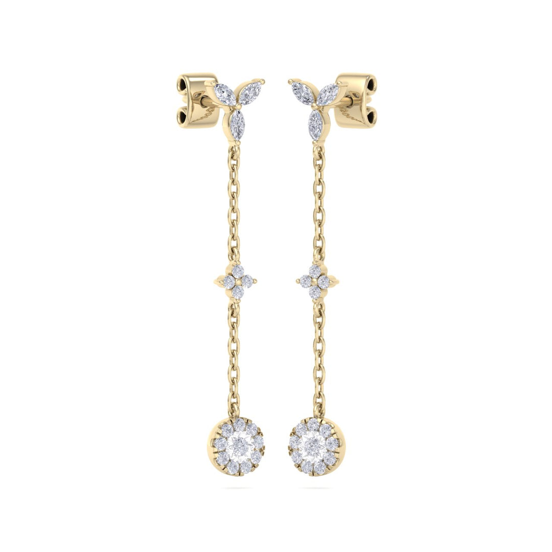 Drop earrings with miracle plate in rose gold with white diamonds of 0.47 ct in weight