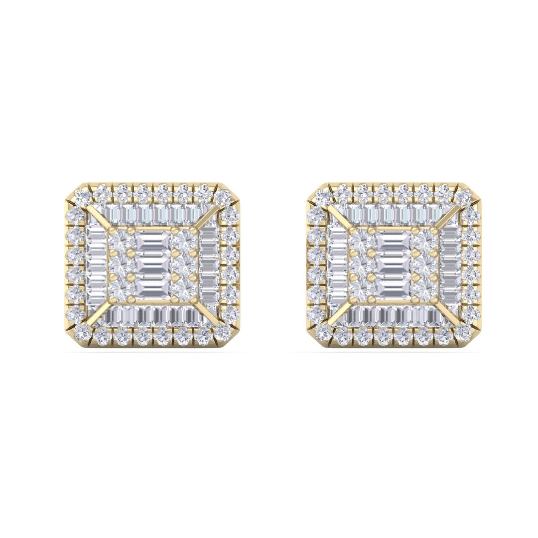 Square stud earrings in white gold with white diamonds of 0.88 ct in weight