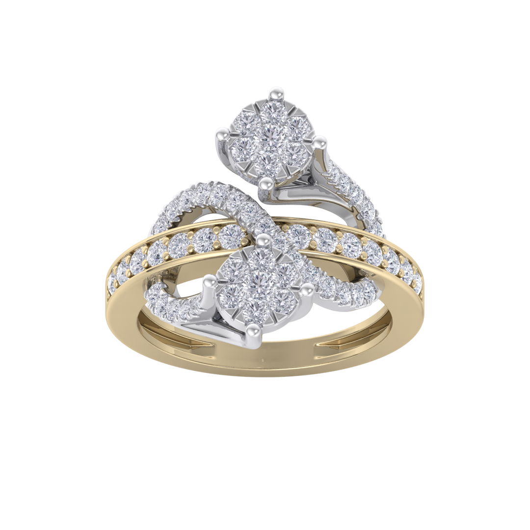 Ring in yellow gold with white diamonds of 0.87 ct in weight