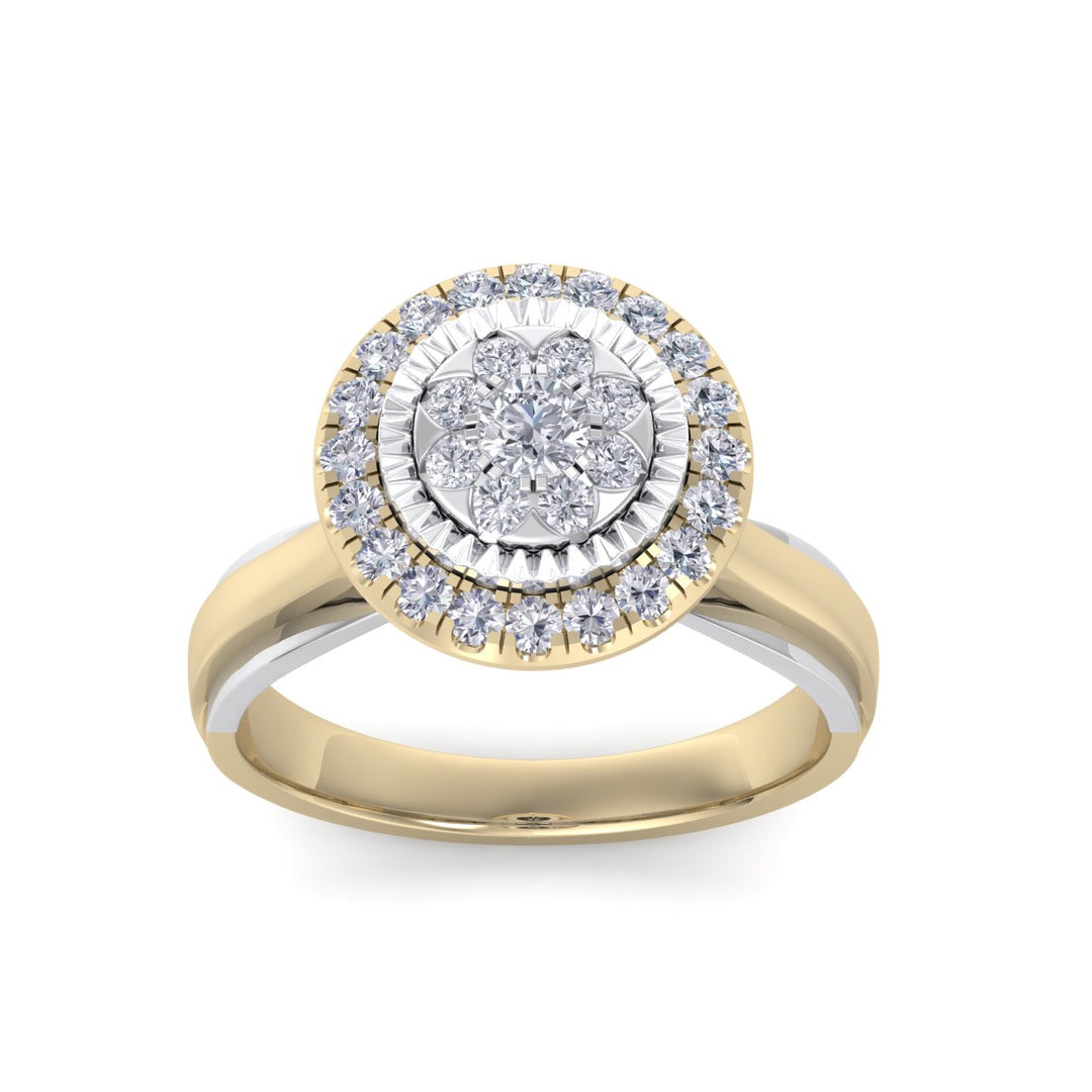 Two-tone ring in yellow gold with white diamonds of 0.39 ct in weight