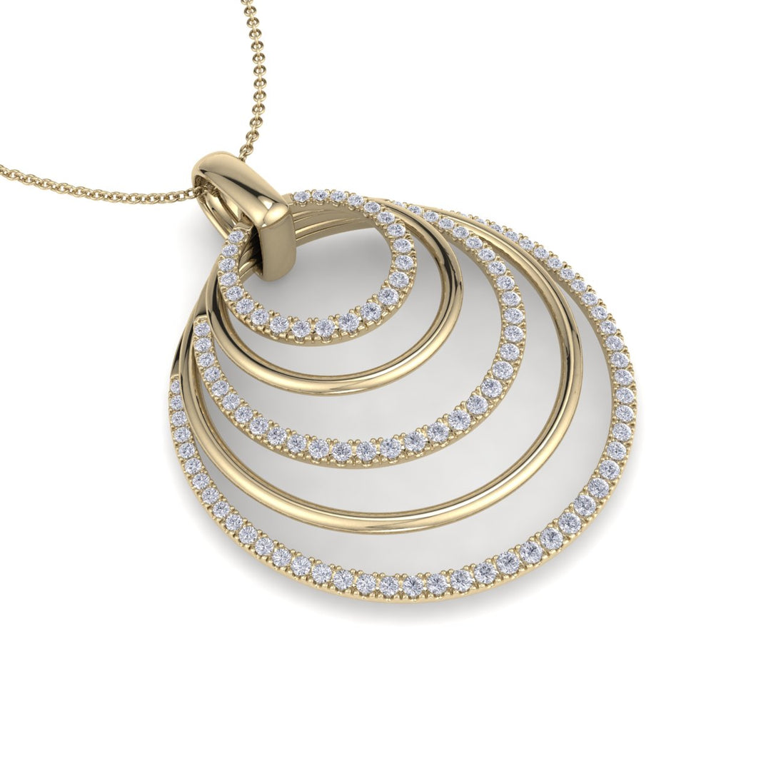 Pendant necklace with circles in yellow gold with white diamonds of 3.12 ct in weight - HER DIAMONDS®
