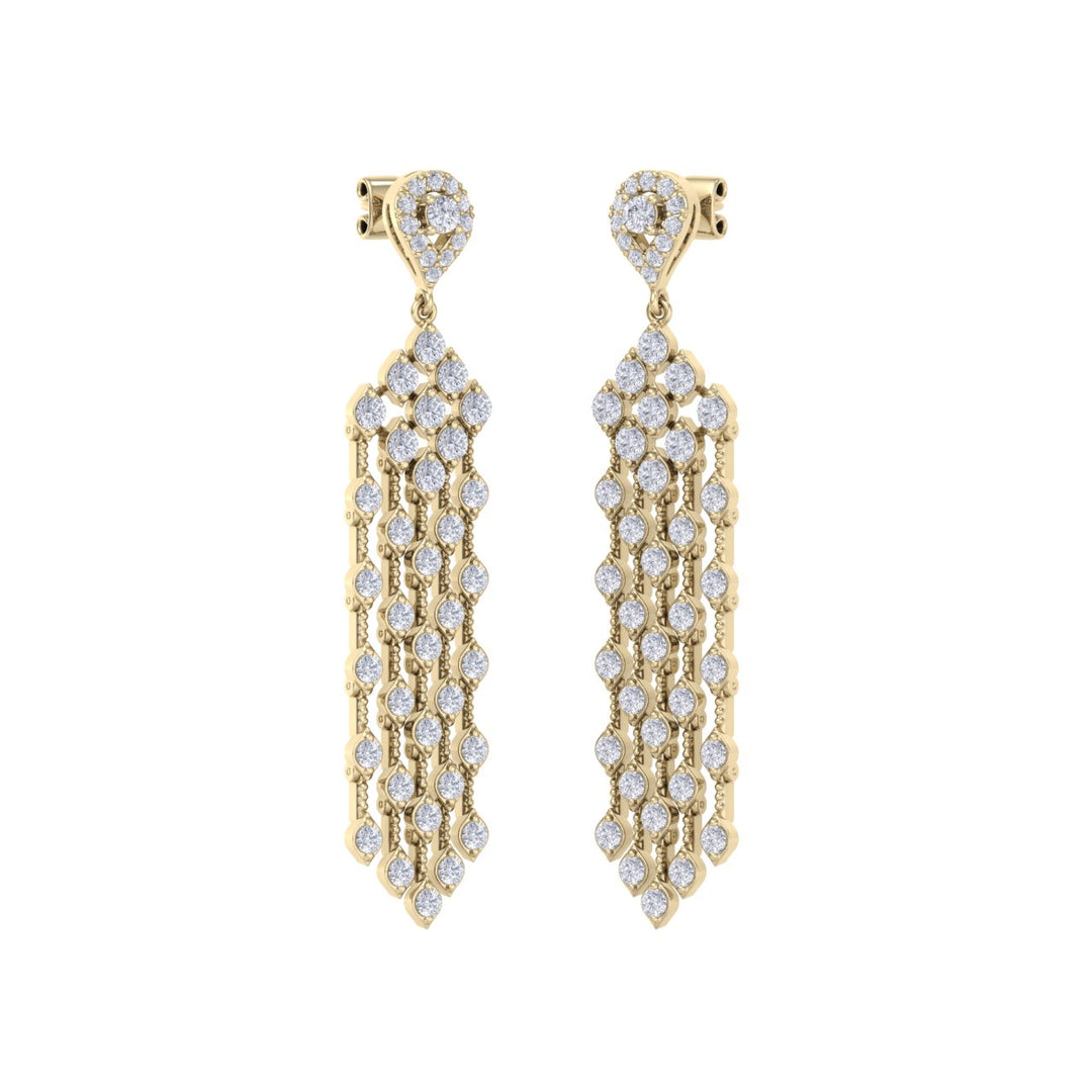 Chandelier earrings in rose gold with white diamonds of 4.09 ct in weight