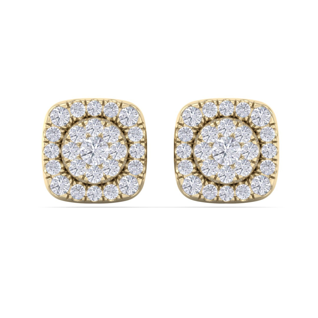 Square halo stud earrings in white gold with white diamonds of 0.51 ct in weight
