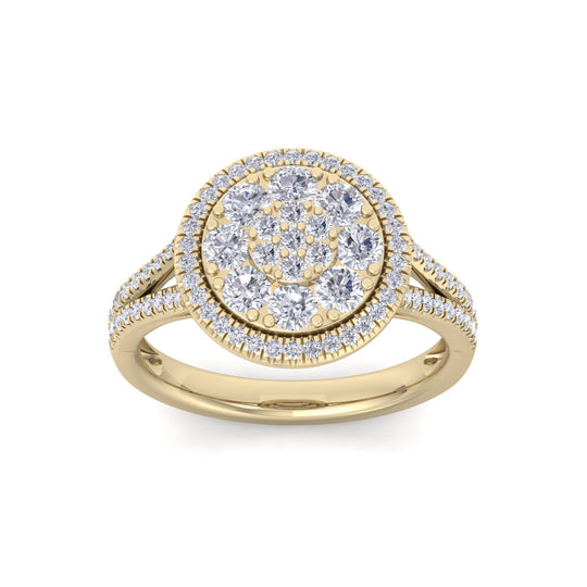 Circle ring in yellow gold with white diamonds of 0.98 ct in weight