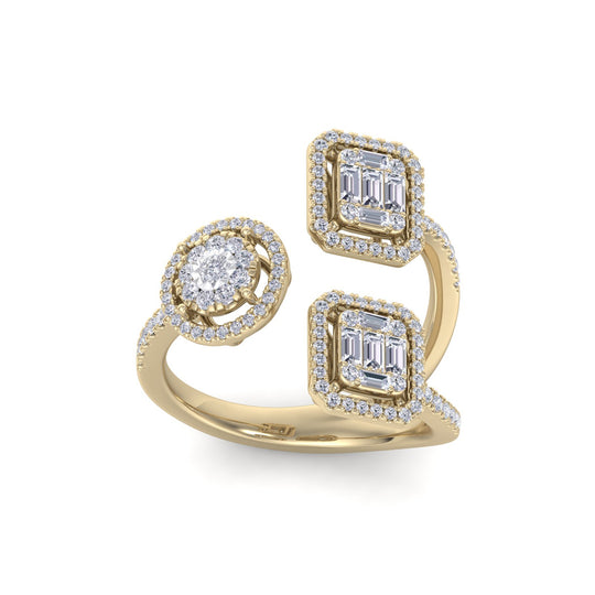 Ring in yellow gold with white diamonds of 1.02 ct in weight