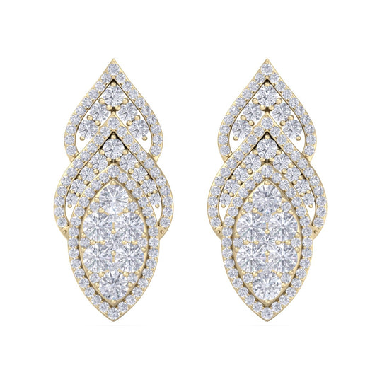 Chandelier earrings in white gold with white diamonds of 3.20 ct in weight