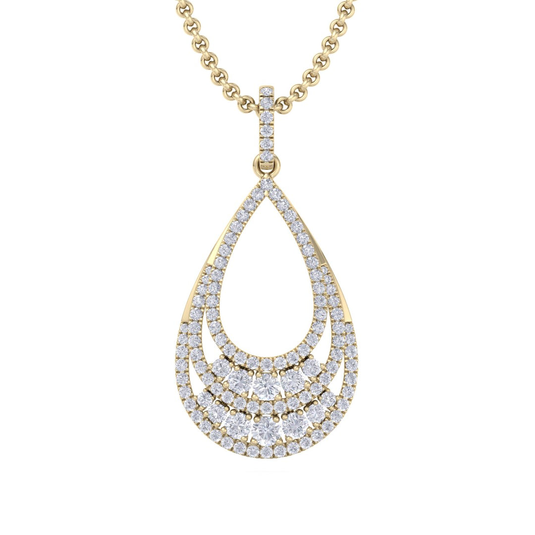 Tear-drop pendant in rose gold with white diamonds of 1.84 ct in weight