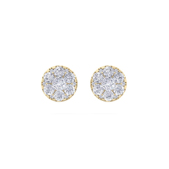 Round stud earrings in white gold with white diamonds of 0.84 ct in weight