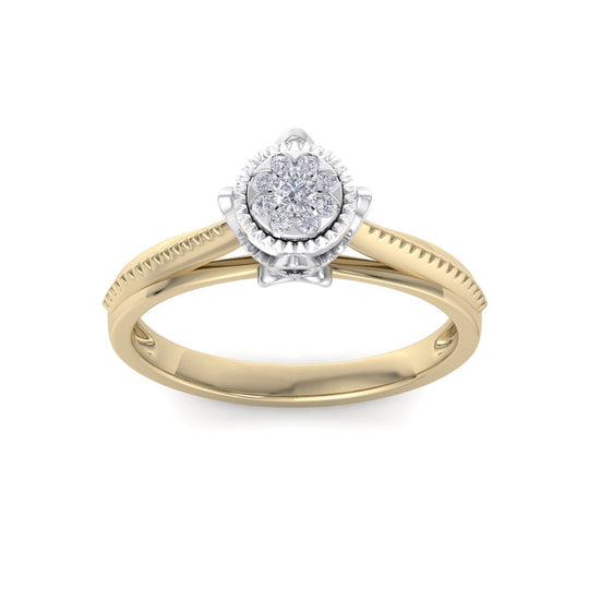 Two-tone ring in rose gold in with white diamonds of 0.14 ct in weight in a crown setting