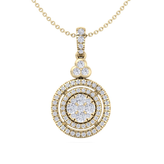 Round pendant in yellow gold with white diamonds of 0.65 ct in weight - HER DIAMONDS®