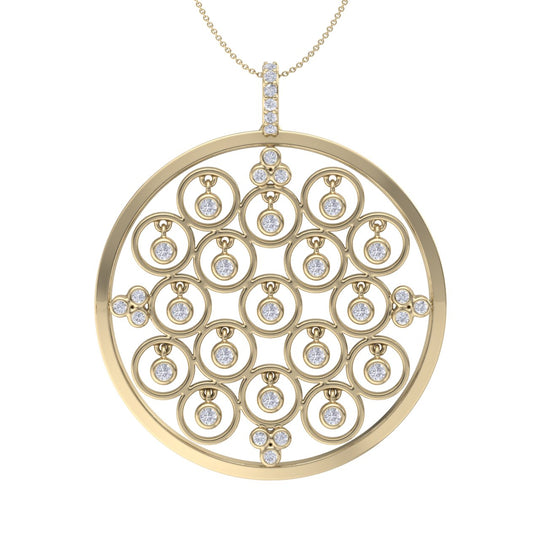 Monogram pendant necklace in yellow gold with white diamonds of 1.59 ct in weight - HER DIAMONDS®