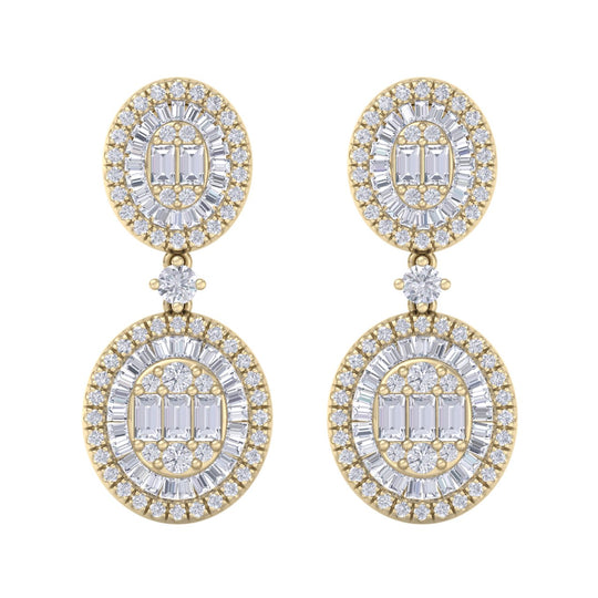 Drop earrings in white gold with white diamonds of 2.33 ct in weight