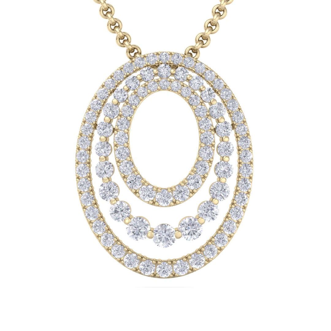 Oval pendant in yellow gold with white diamonds of 2.63 ct in weight