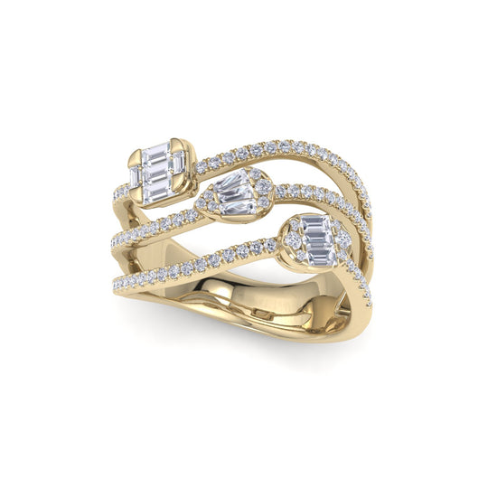 Multi-band ring in rose gold with white diamonds of 1.49 ct in weight