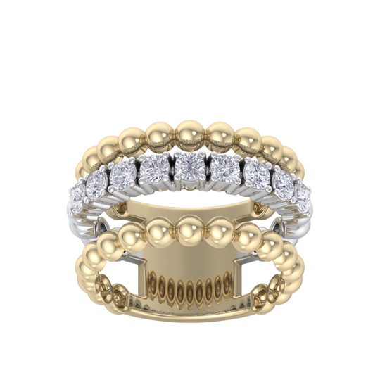 Multi-band ring in white gold with white diamonds of 0.81 ct in weight