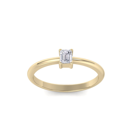 Emerald shaped petite diamond ring in rose gold with white diamonds of 0.25 in weight