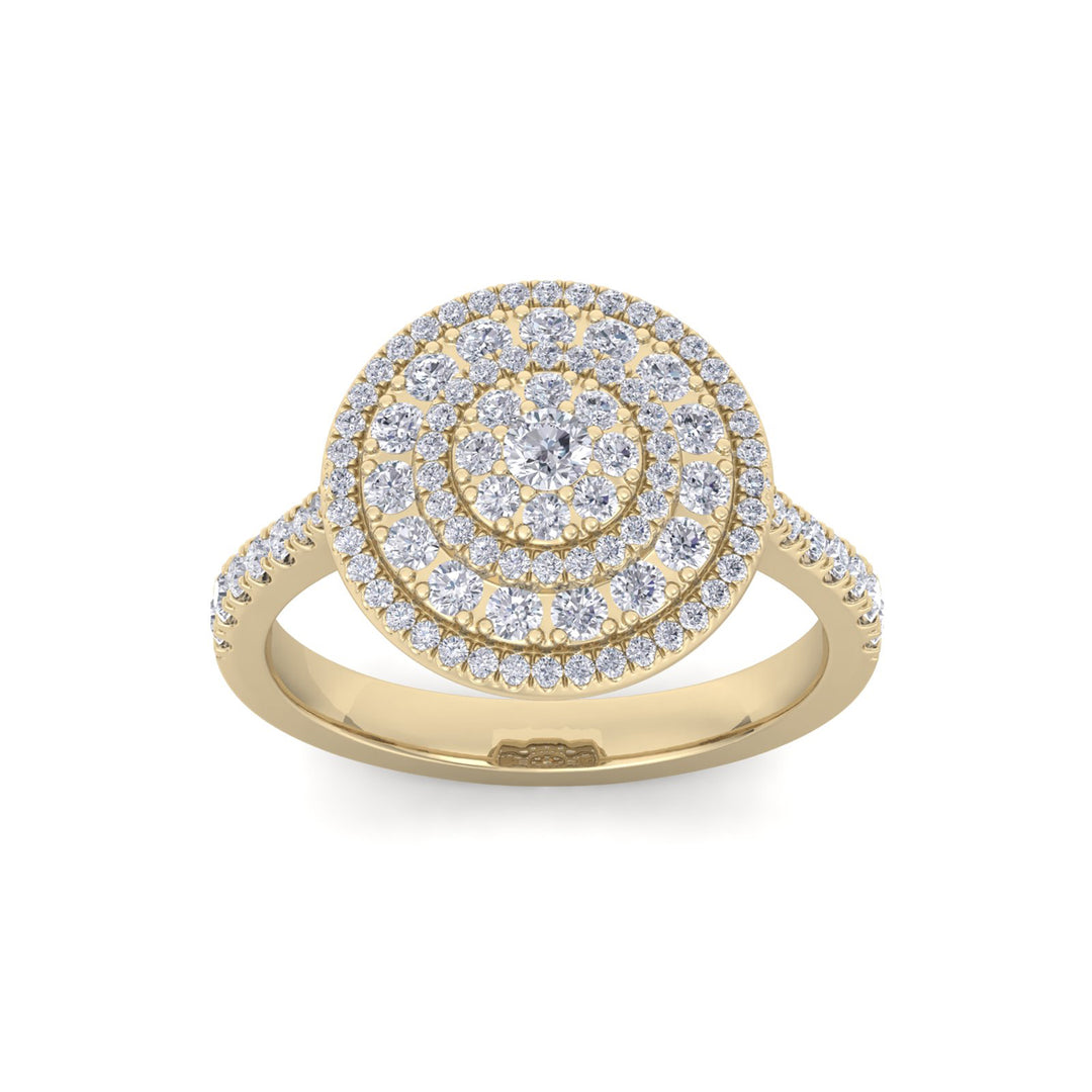 Sphere ring in yellow gold with white diamonds of 0.85 ct in weight