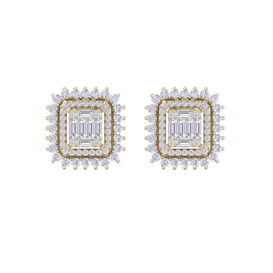 Elegant stud earrings in rose gold with white diamond of 1.43 ct in weight