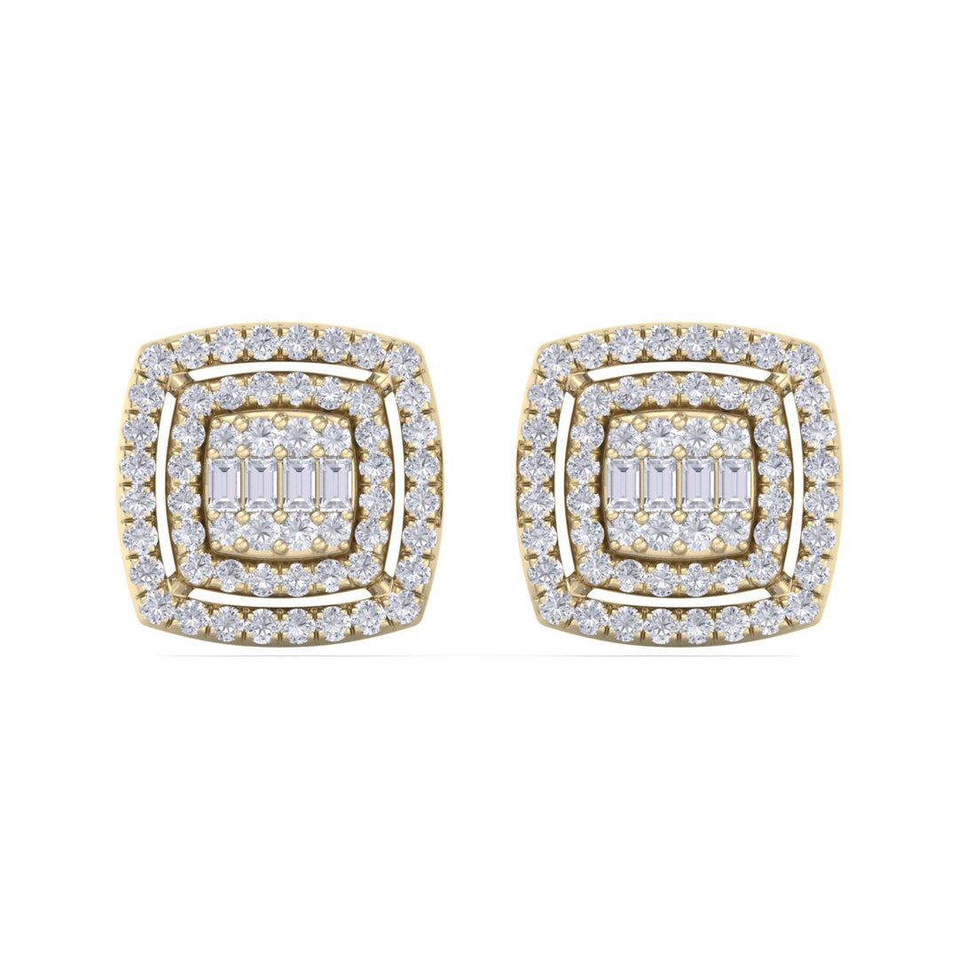 Square stud earrings in white gold with white diamonds of 0.67 ct in weight